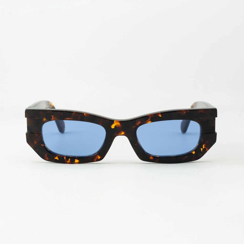 Off-White Tortoiseshell Sunglasses with Blue Lenses